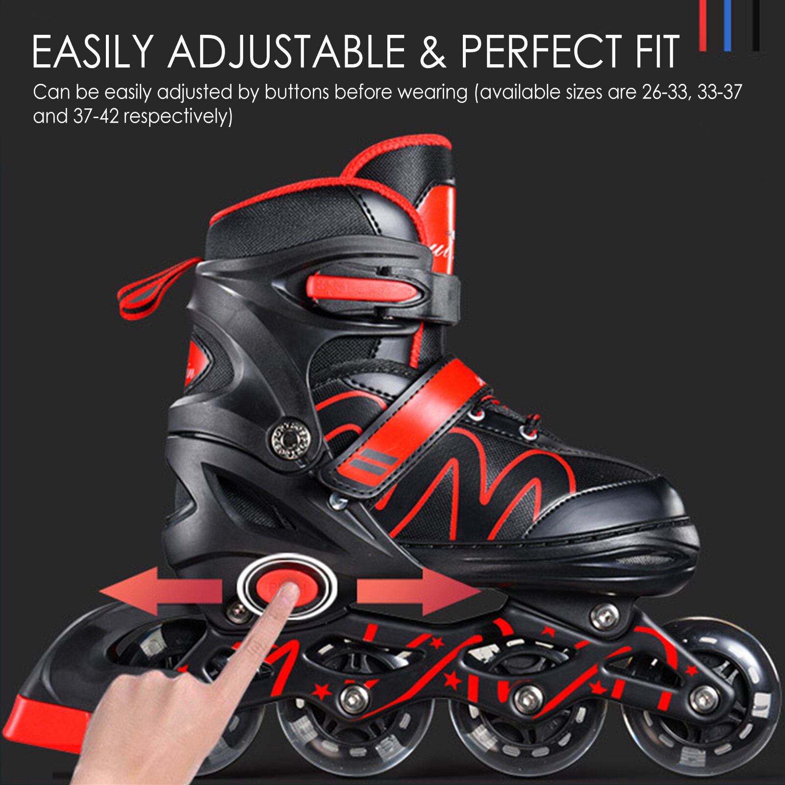 1 Pair Beginner Inline Skates Adjustable Roller Skates For Kids Adults