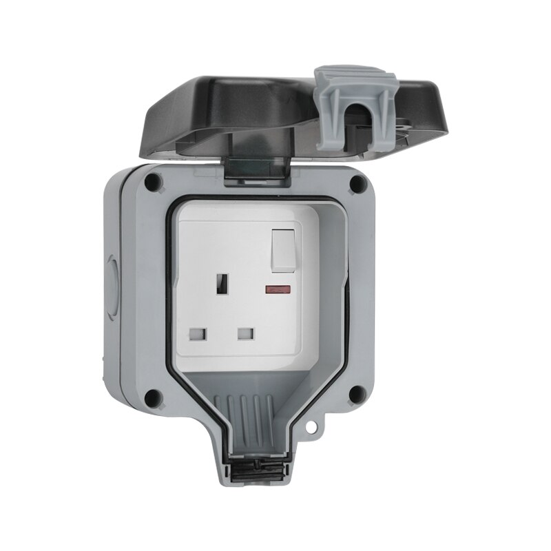 IP66 single 1-gang Multifunction five hole socket with indicator and switch waterpoof enclosure