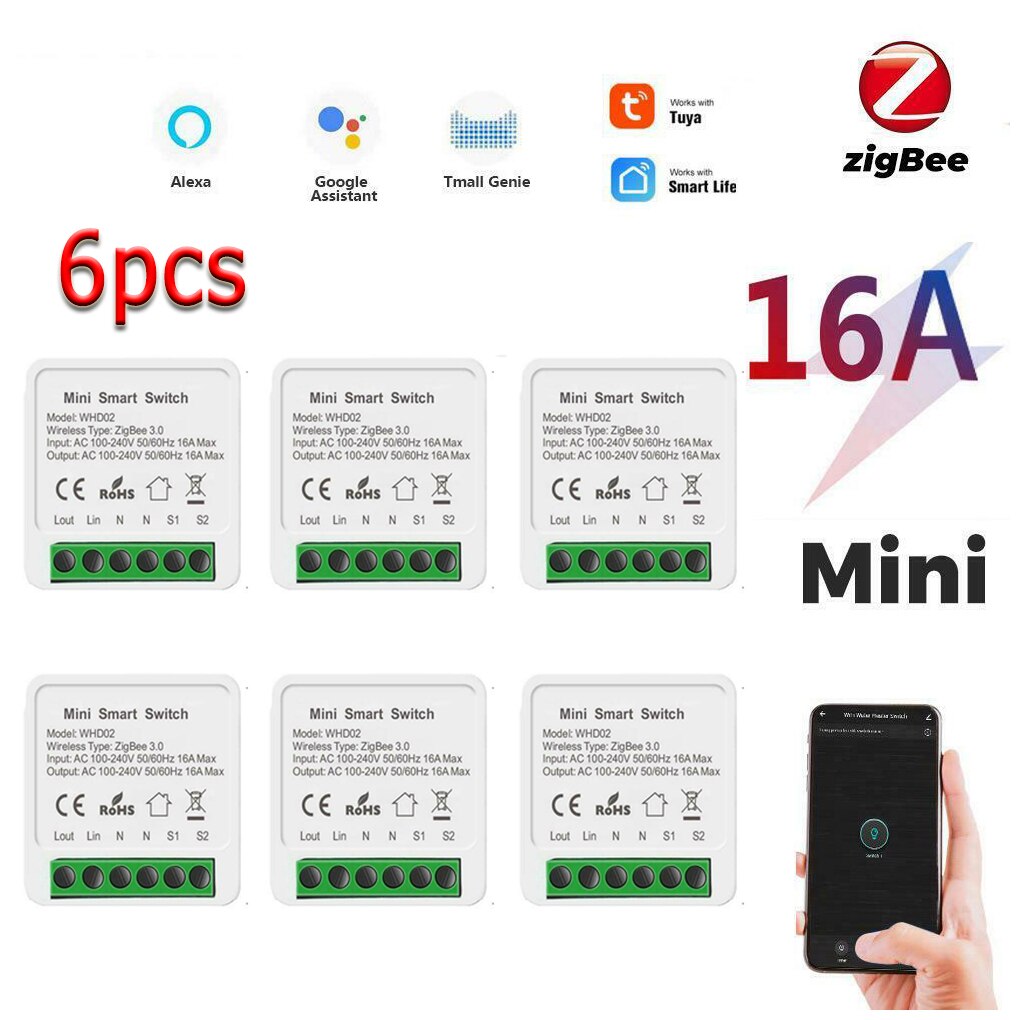 Tuya Zigbee 3.0 Smart Licht Schakelaar, Smart Home Automation Diy Module Breaker Ondersteuning 2 Way Control, werkt Met Alexa Google Thuis