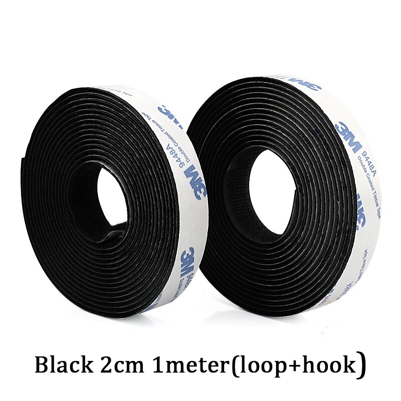 1M Strong Nylon Self-adhesive Hook and Loop Fastener TapeSticker Double Side Tape with Glue Sticker Hook Adhesive DIY 16-50MM: 20mm Black