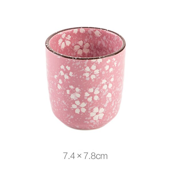 Estilo japonés Flor de cerámica tazas de té Vintage taza de té maestro taza de café taza de contenedor de recipientes para bebidas Kung Fu taza de agua Teaware: 1pc pink