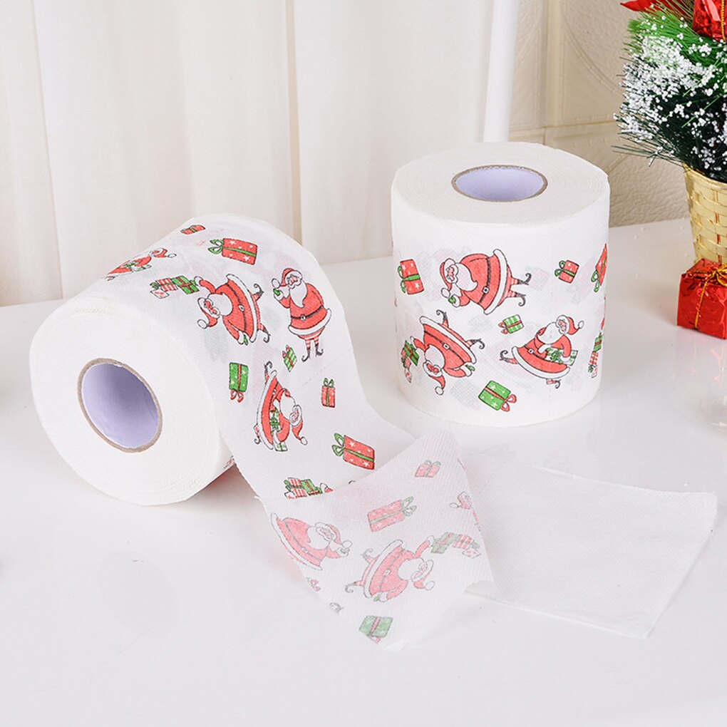 Wood Pulp Toilet Roll Paper Home Santa Claus Bath Toilet Roll Paper Christmas Supplies Xmas Decor Tissue Roll