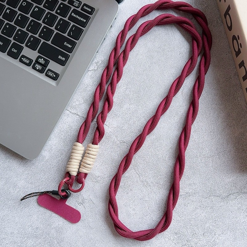 Retro Mobile Phone Universal Braid Strap Crossbody Long Rope Lanyard Strong Durable Safety Mobile Phone Lanyards: Silver / Gray