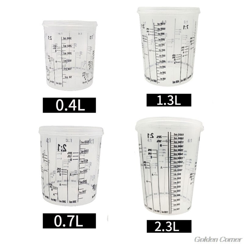 5Pcs Wegwerp Afgestudeerd Clear Plastic Verf Mengen Cups Gekalibreerd Mengverhoudingen Measuing Cups Voor Verf Hars Gereedschap D25 20