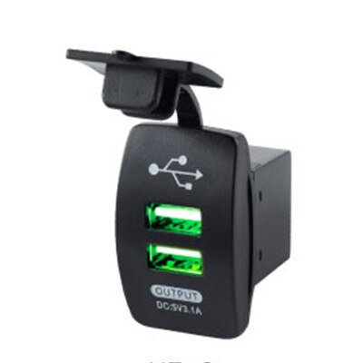 Motorcycle USB Lader Mobiele Telefoon Voeding Lader Dual USB Sigarettenaansteker Adapter Motor DC 12-24 V Dual USB Charger: Groen