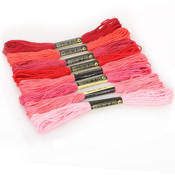 8 pcs Mix Colors Cross Stitch Cotton Sewing Skeins Craft DMC Embroidery Thread Floss Kit DIY Sewing Tools: Red