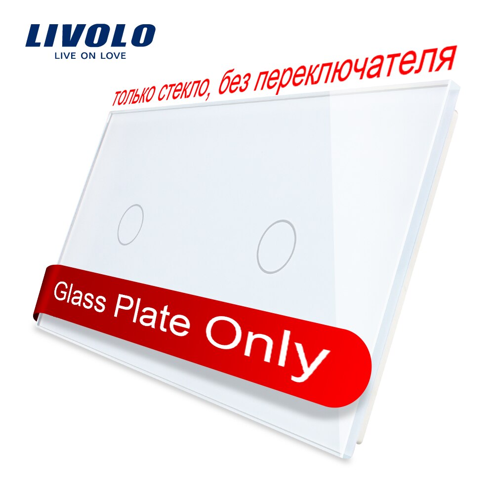 Livolo Luxe White Pearl Crystal Glass, 151Mm * 80Mm, Eu Standaard, dubbele Glass Panel Voor Muur Schakelaar, VL-C7-C1/C1-11