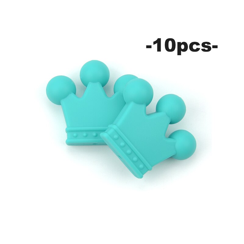 LOFCA – perles couronne en Silicone, 10 pièces, sans BPA, de alimentaire, utilisées dans la fabrication de colliers, Bracelets, accessoires de bijoux: green