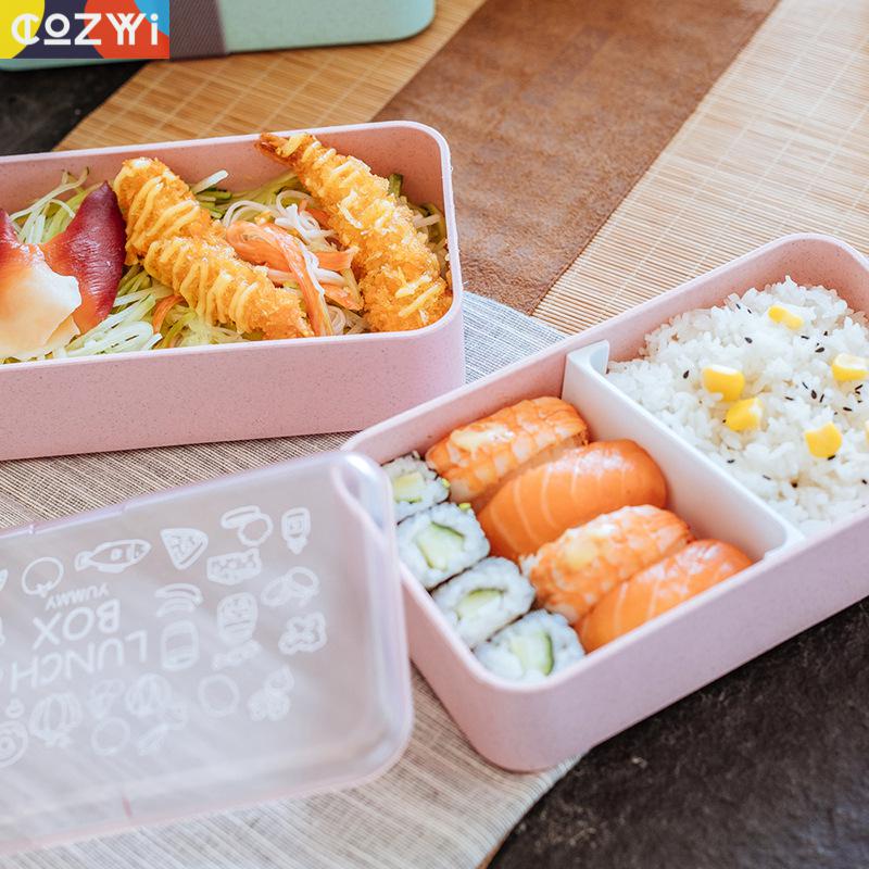 On-the-Go Tarwesteel Lunchbox Dubbeldeks Bento Box Servies Beweegbare Klembord Draai Riem Lunchbox