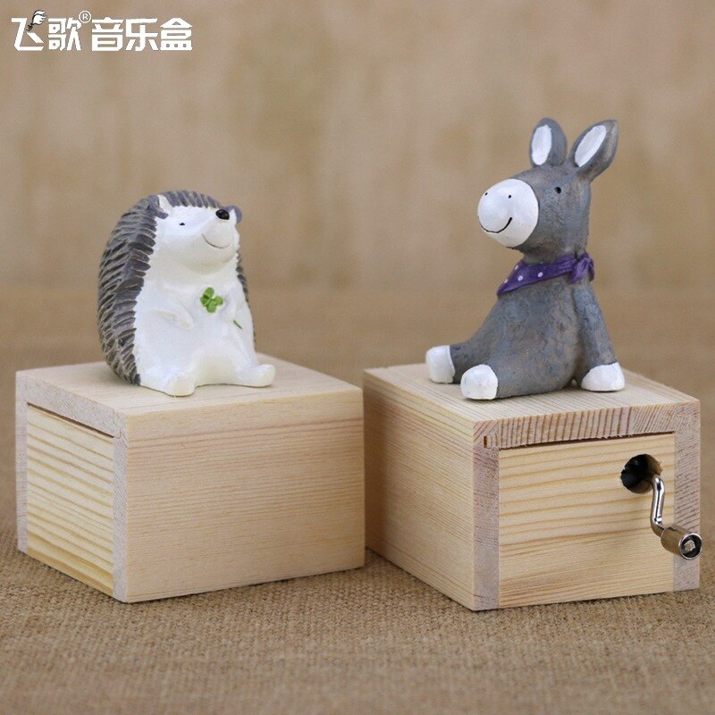 Décoration de la maison enfants | Mini-Animal singe pingouin, chat, chien ours, actionné à la main, boîtes à musique