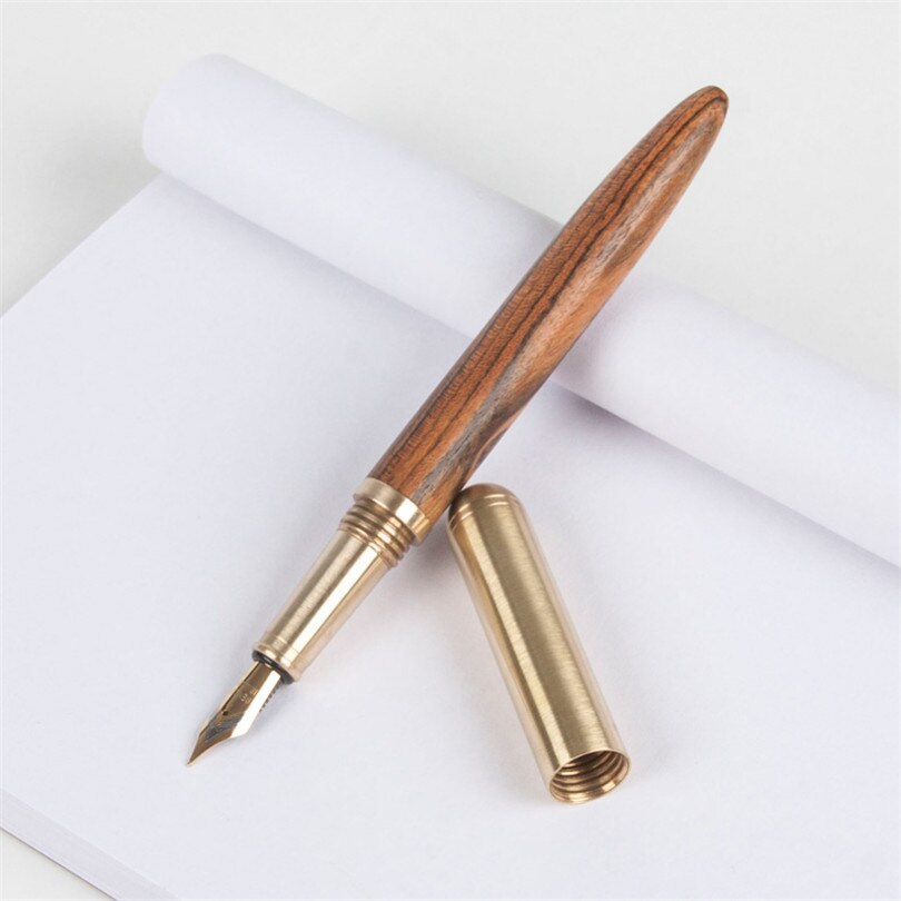 Handmade Natural Wood Fountain Pen with Box metal anb Wooden Beautiful Pen Iridium Fine 0.5mm Nib Writing Ink Pen