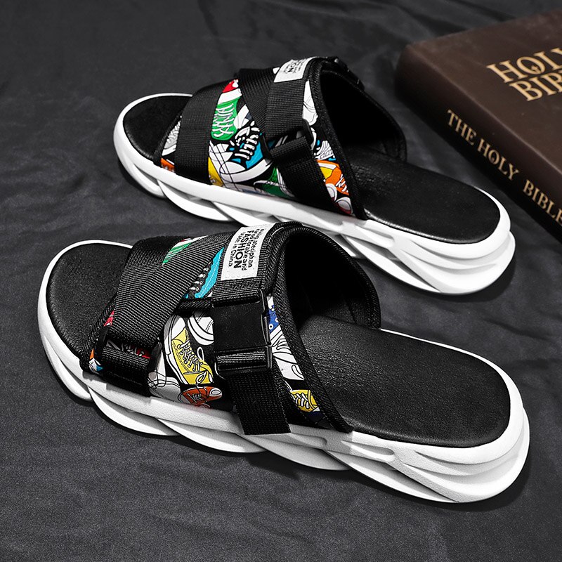 Summer Slippers Men Home Indoor Slides for Men's Shoes Comfort Flat Sole Non-slip Flip-flops Trend Beach Shoes Sport Slippers