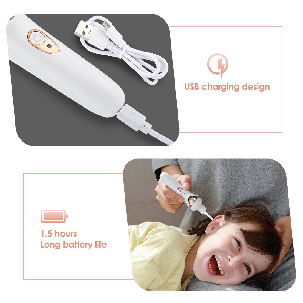 Electric Glow Safe Vibration Painless Vacuum Ear Wax Pickup Cleaner Remover Spiral Ear Cleaning Device Wax Pickup Ear Pick