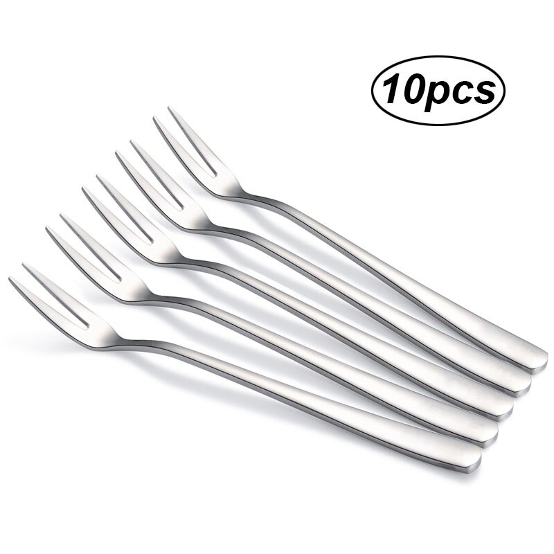 Stainless Steel Fruit Fork 13cm Two-tine Snack Cake Dessert Forks Home Tableware Cafeteria Flatware Fruit Fork Kitchen Accessory