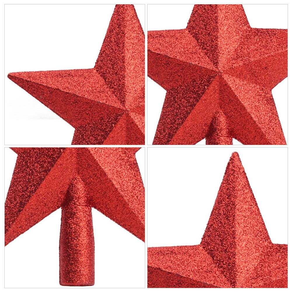5pcs Christmas DIY Tree Top Toppers Tree Glitter Star Pendants (Random Color)