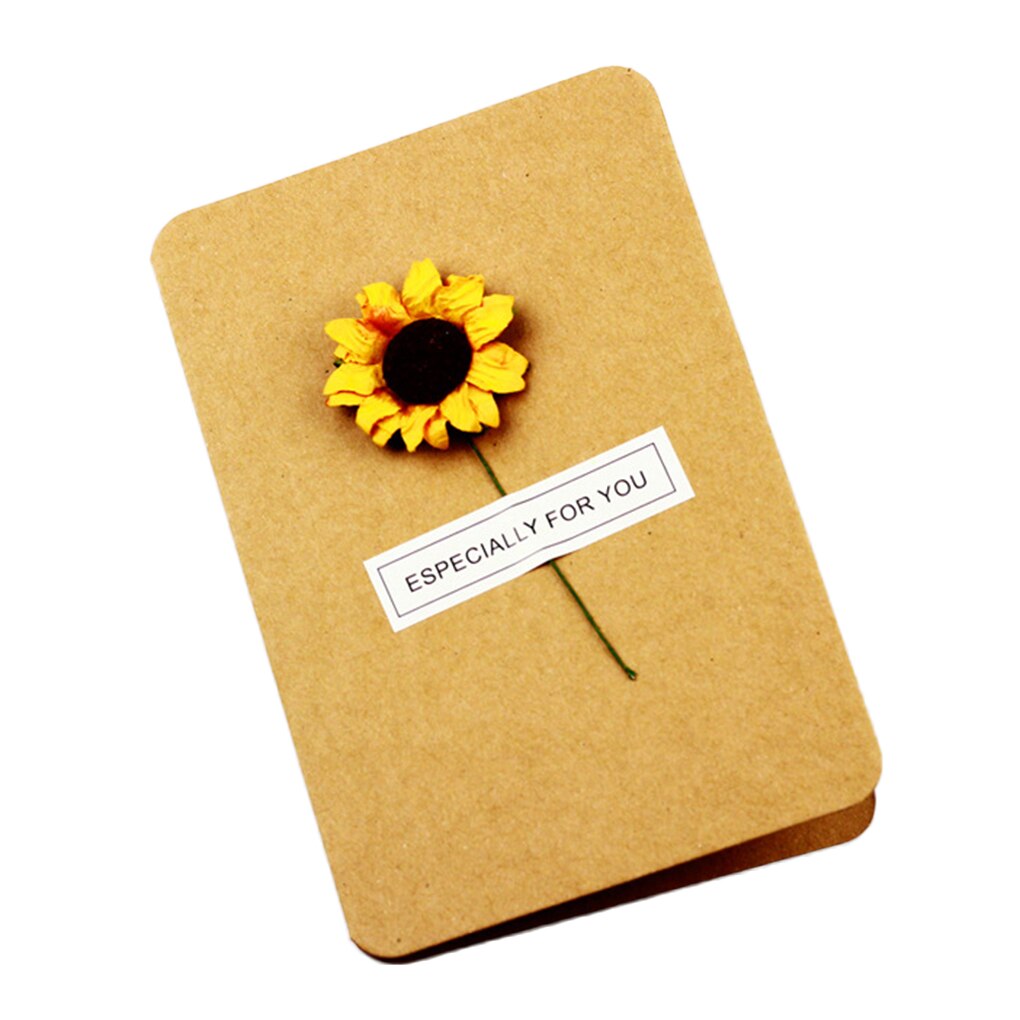 Cartes de vœux en papier Kraft, DIY, avec enveloppe, fleurs sèches faites à la main, décorations de de mariage et d'anniversaire, fournitures,: NO.11