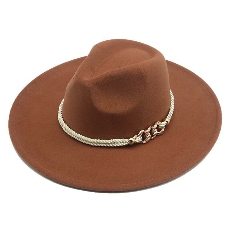 Grote Rand Winter Hoeden 9.5Cm Effen Kleur Kaki Winter Vrouwen Hoeden Brede Rand Formele Fedora Vilten Hoeden Vrouwen Hoeden sombrero De Mujer: khaki