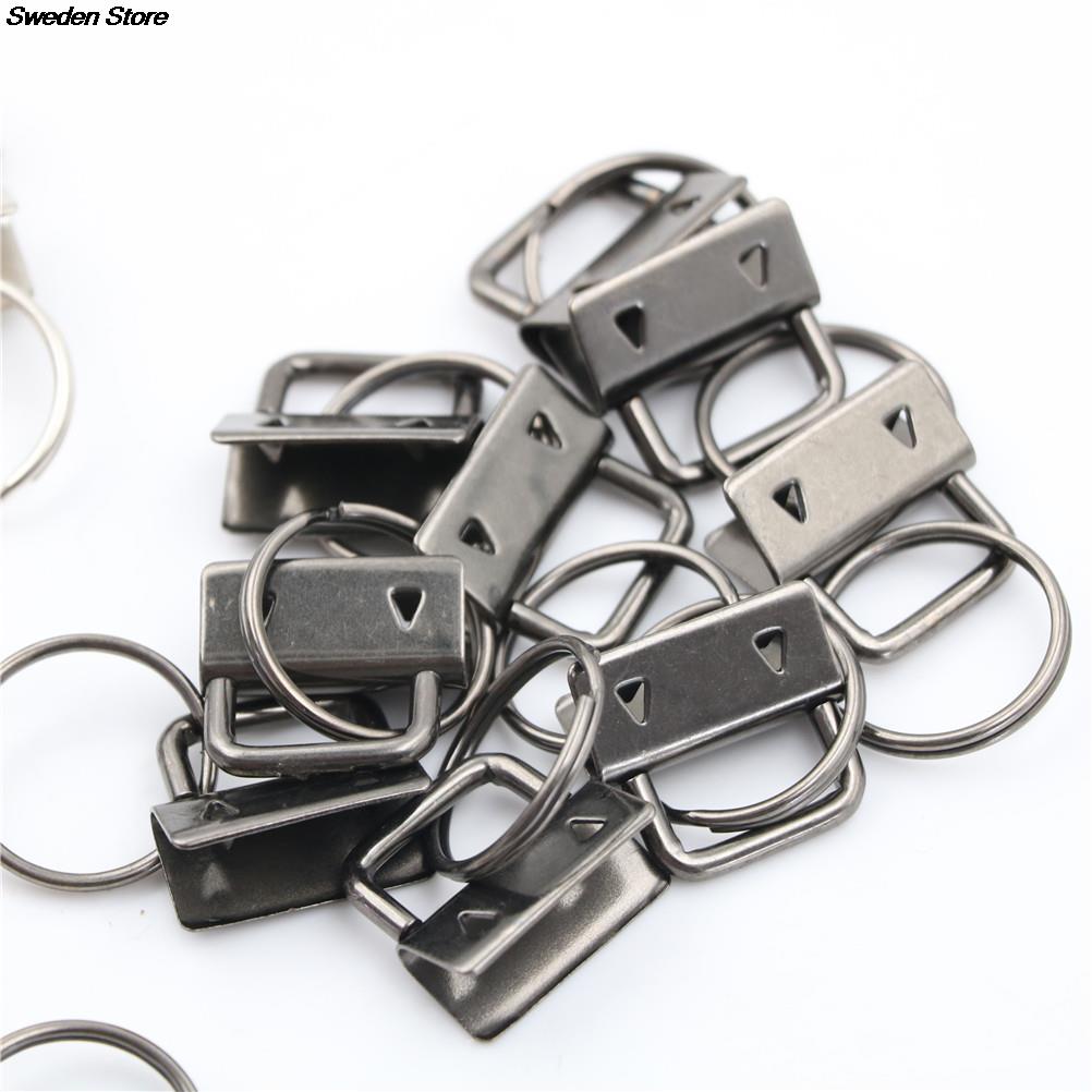 10Pcs Key Fob 25mm Keychain Split Ring For Wrist Wristlets Cotton Tail Clip Hardware Accessories