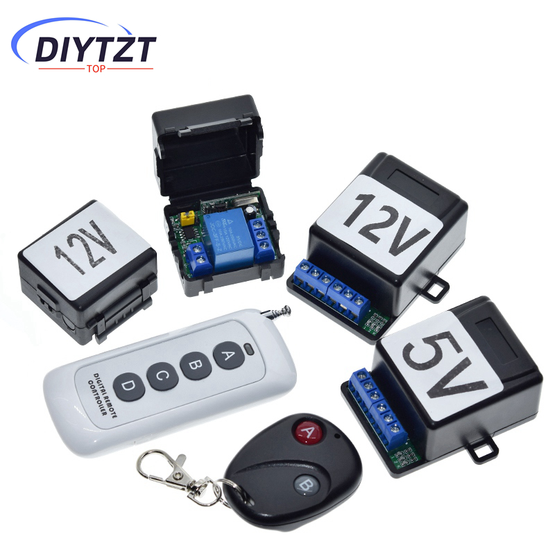 433Mhz RF Remote Control Wireless Switch DC 5V 12V 1CH 2Way Relay Receiver and 2CH Transmitter For Door Electromagnetic Lock