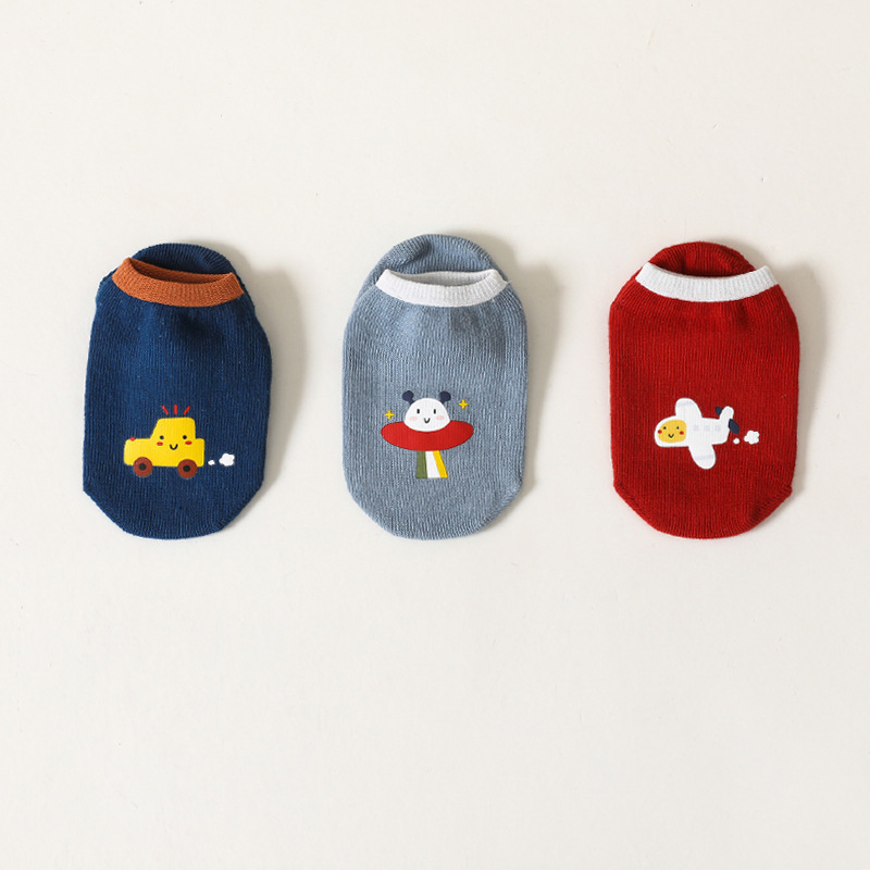 3Pairs/lot Summer Baby Boys Girls Socks Non-Slip Cotton Cartoon Pattern Casual Newborn Short Floor Socks Age For 0-24M 2022: M2280 airplane car / 13-24M