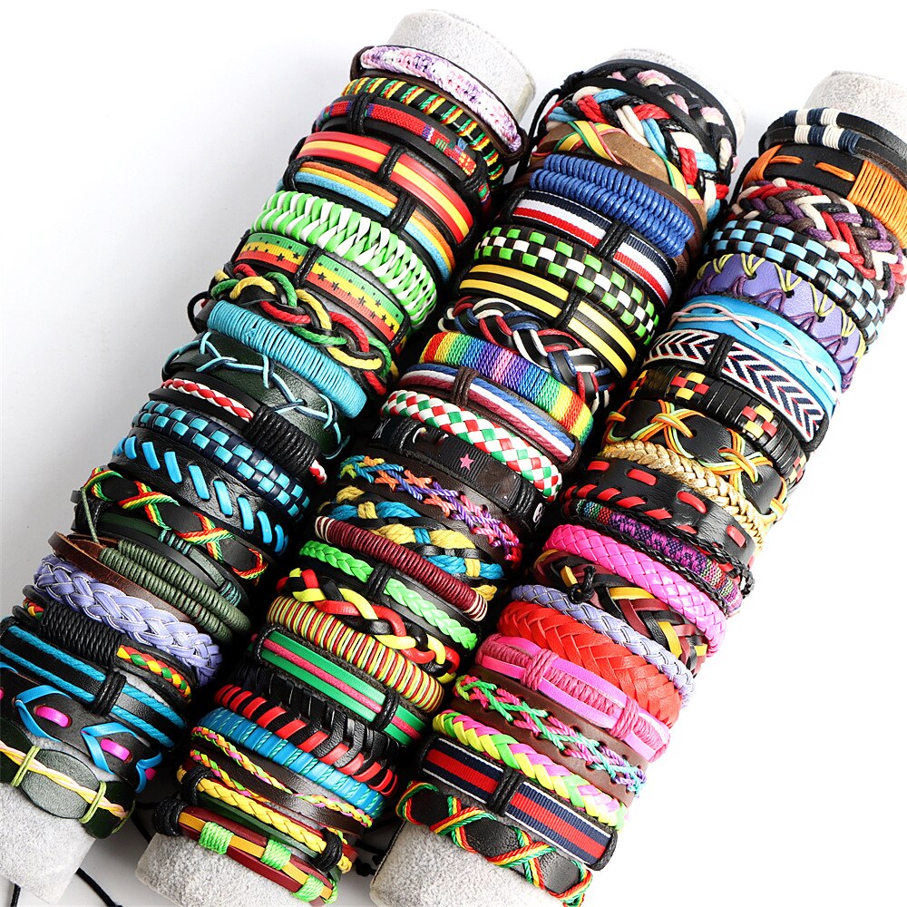 Wholesale 20/30/36/50/100Pcs/lot Vintage Leather Bracelets For Women Men Mix Style Cuff Bangle Jewelry Party Gifts: Style two / 20pcs