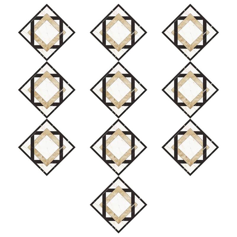 10pcs Adhesive Tiles Stickers Art Diagonal 3D Floor Sticker Vintage Pattern Art Decorative Accessories for Kitchen Bedroom: J