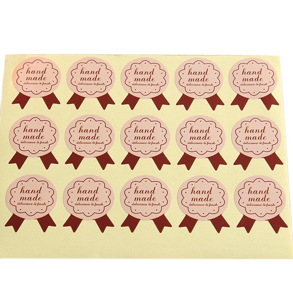 60 stk brugerdefinerede runde etiketter papirpose kraftetiket tak klistermærker rød kærlighed tak selvklæbende klistermærker: 15 stk