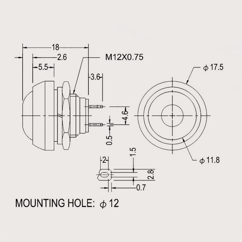 5/20/100PCS 12mm Momentary Push Button Switch ON OFF PBS-33B Self Reset Mini Round Switch With Wire 2Pin 1A DC12V
