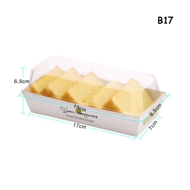 Engångsmacka kartong brödlåda puffar genomskinligt lock förpackningslåda bageri snacks förpackningslåda snabbmatslåda take away: B17