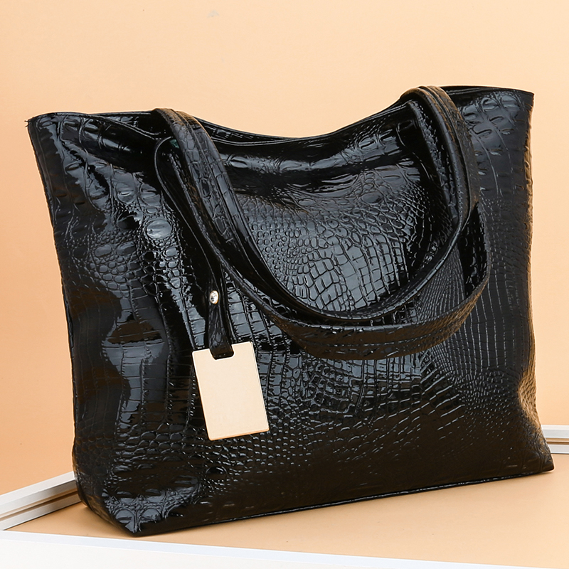 Women's bag soft PU leather crocodile pattern ladies handbag luxury ladies large capacity shoulder bag main