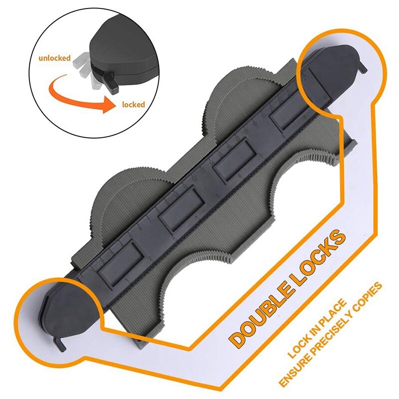 Contour Gauge 2 Pack Plastic Profile Gauge with Lock Wider Contour Ruler Outline Tool Measure the Shape (10 Inch,5 Inch)