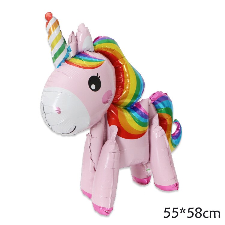3D dessin animé en aluminium rose licorne feuille ballon enfants fête d'anniversaire décoration ballon bébé douche fournitures garçon fille jouet: pink