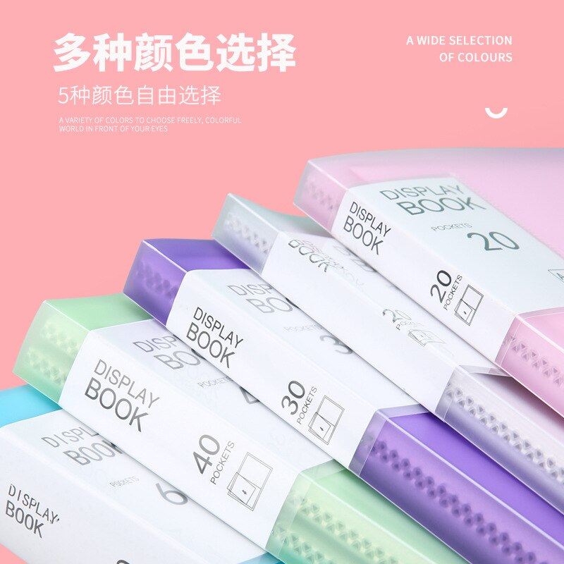 A4 Map 1Pc Candy Kleur Plastic Insert Transparante Data Boek Pp Multi-layer Losbladige Map Student Papier mappen