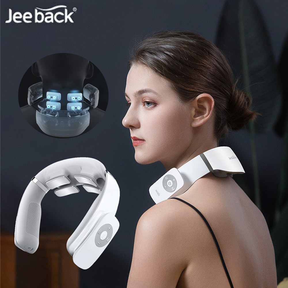 Jeeback G3 Elektrische Draadloze Hals Massager Tientallen Pulse Verlichten Nekpijn 4 Hoofd Vibrator Verwarming Cervicale Massage Relax Machine