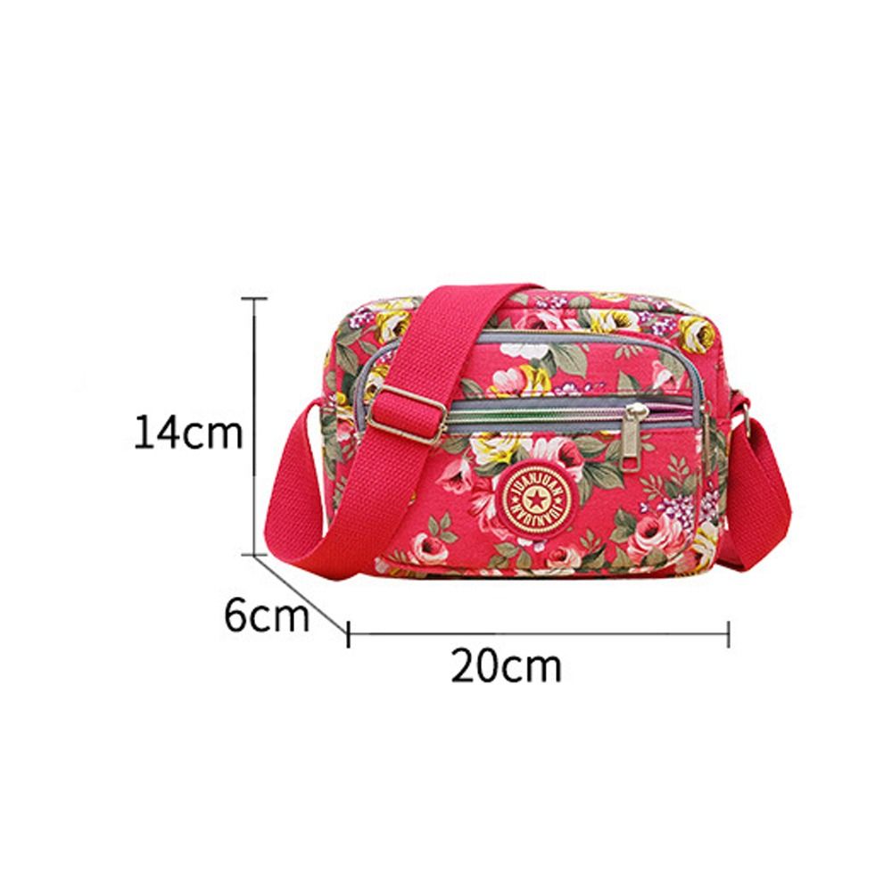 Casual rugzak messenger tas van nylon canvas, schoudertas met meerdere lagen en bloemenprint, moedertas, dames crossbodytas