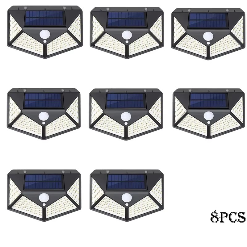 Applique Murale Solaire à 100 LED, 4 Côtés, avec Détecteur de Mouvement, Imperméable, pour Jardin, Cour Extérieure, 1 à 12 Pièces: Lune bleue