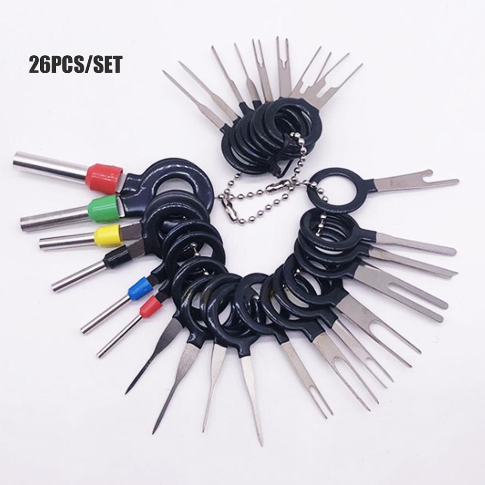 26Pcs/Set Car Terminal Removal Electrical Wiring Crimp Connector Pin Extractor Kit Automobiles Terminal Repair Hand Tools