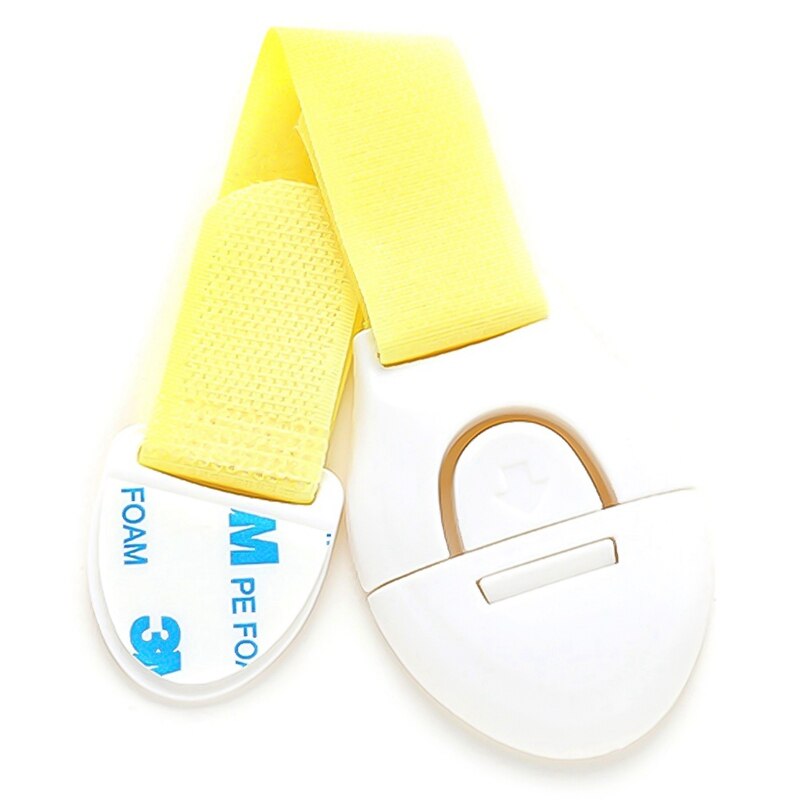 Cerradura de armario de seguridad para chico y bebé de 2 piezas, cerradura de bloqueo para cajones de chico s, Pestillos de rayas de plástico para refrigerador y puertas de taquillas: Amarillo claro