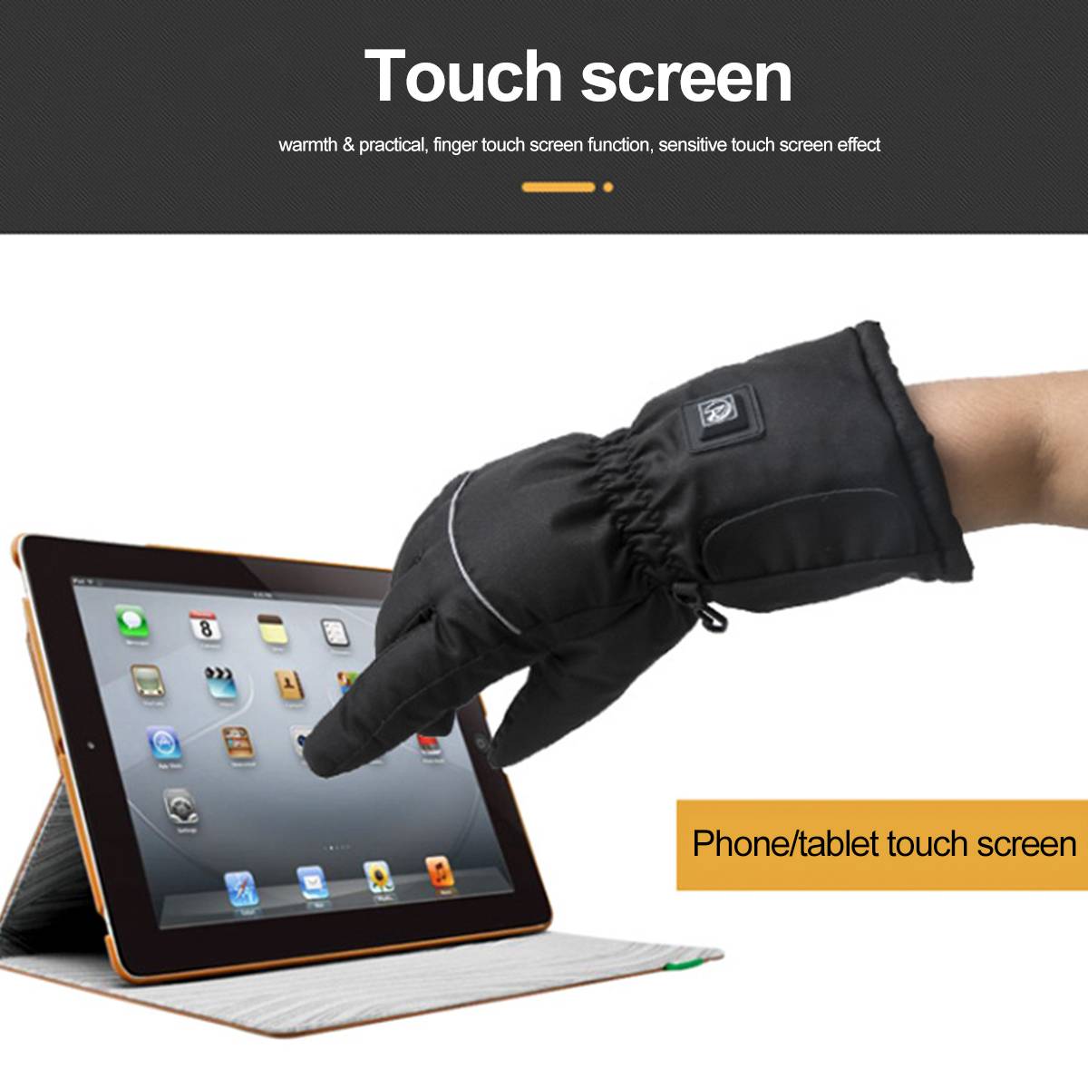 1Pair Motorcycle Gloves Windproof Waterproof Electric Heated Moto Touch Screen Battery Powered Motorbike Riding Gloves Winter