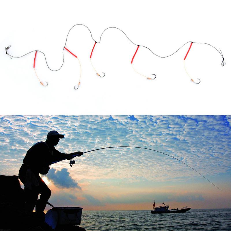 2 Stuks String Haak Set Wirwar String Haak Lijn Set Met 5 Kleine Haken Voor Zee vissen Handig Voor Opknoping Baits