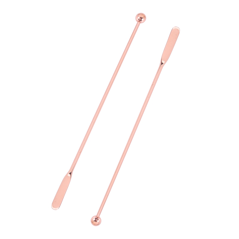 5Pcs Stainless Steel Stirrer Beverage Stirrers Stir Cocktail Swizzle Stick-Rose Gold-Straight Bar,19Cm