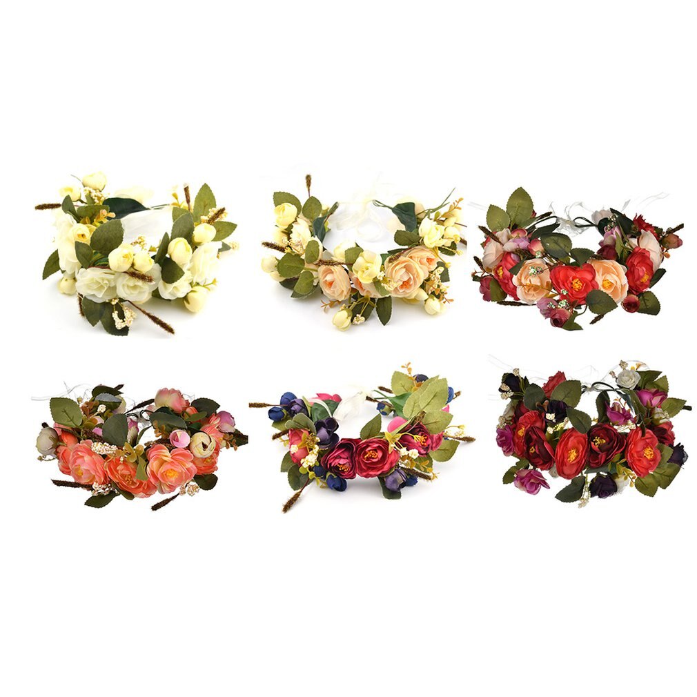 Fairy Women Handmade Rose Flower Wreath Crown Wedding Festivals Garland Crown Beautiful Flower Headband