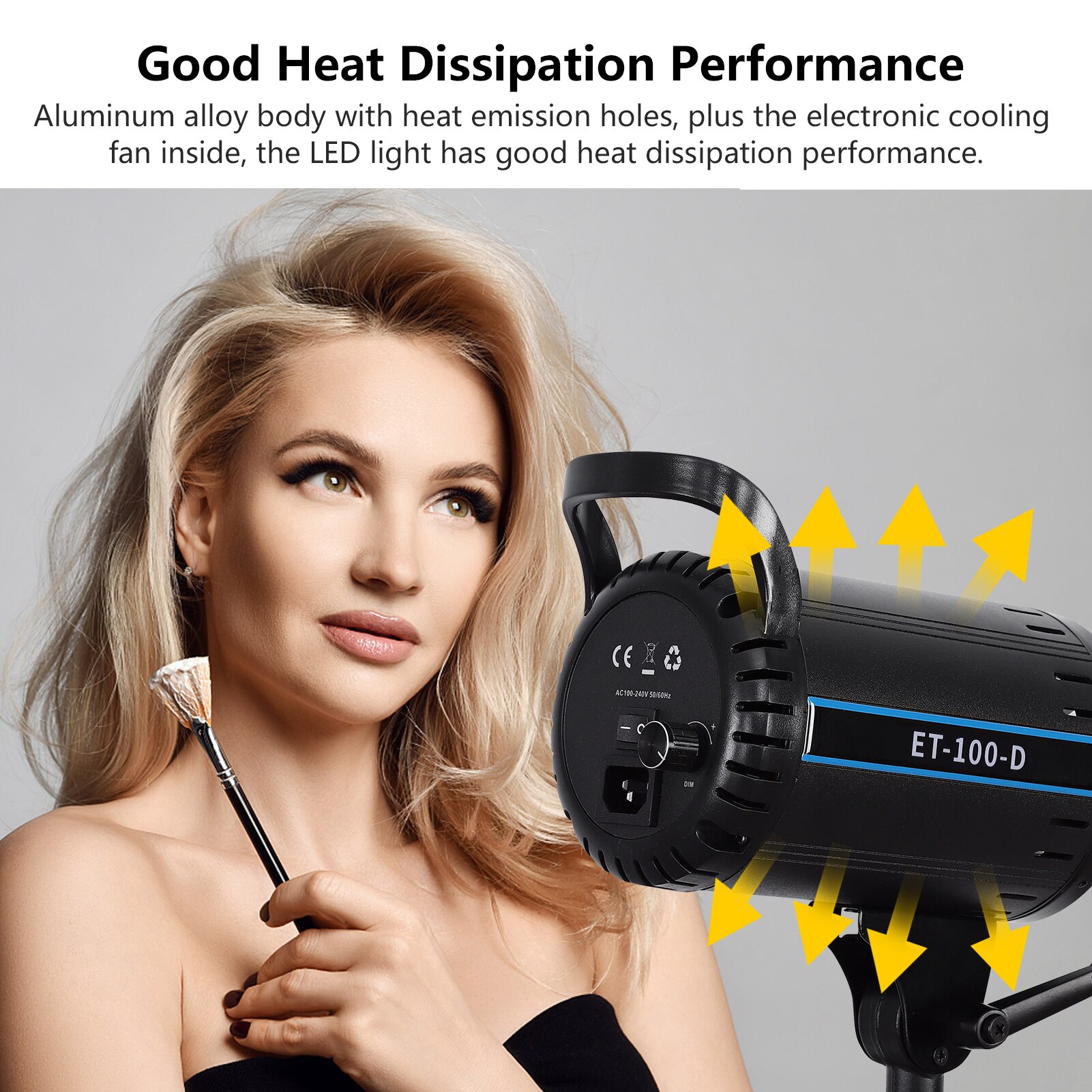 Andoer ET-100-D 100W Studio LED Kontinuierliche Video Licht 5600K Einstellbare Helligkeit CRI 95 + w/ Standard Reflektor Fernbedienung