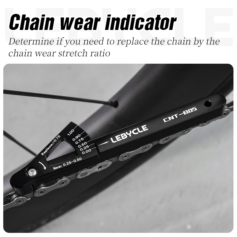 LEBYCLE-indicador de desgaste de cadena de bicicleta de montaña, medidor de eslabones, comprobador de aleación de aluminio, herramientas precisas de reparación de bicicletas de carretera