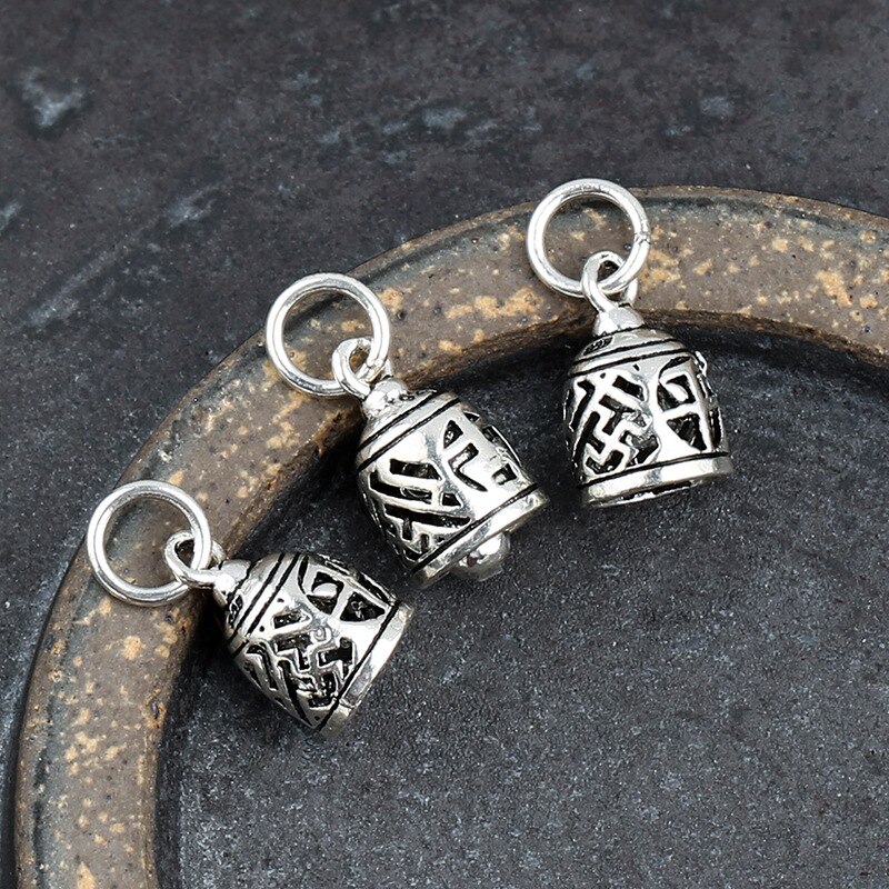 925 Sterling Silber Aushöhlen Retro Klingeln Glocke Charms Handmade Anhänger Sicherheit Glocken DIY Feine Schmuck Erkenntnisse Für Frauen Männer