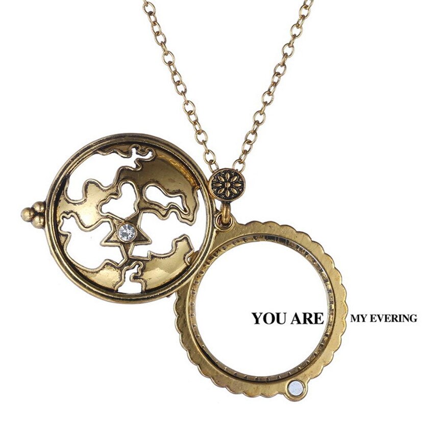 Exaggerated Magnifying Glass Map Pendant Necklace Personality Gold Luxury Magnifier Pendant Necklace Women Men Jewelry