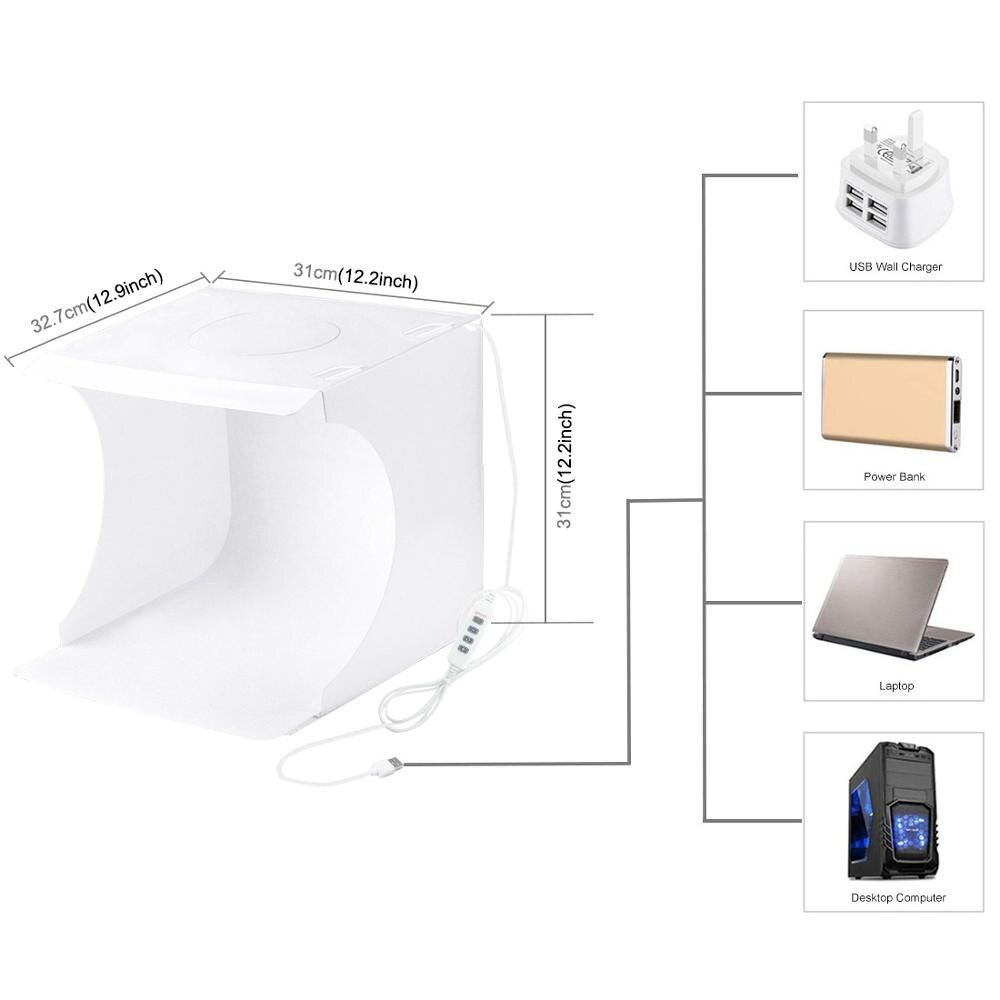 30Cm Lightbox Mini Opvouwbare Fotostudio Doos Led Ring Light Box Fotografie Camera Photobox Zwarte En Witte Achtergrond