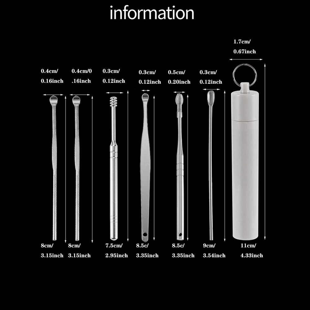 6 Stks/set Rvs Oor Pick Lepel Kit Oor Wax Verwijderen Cleaner Multifunctionele Draagbare Oor Pick Oor Care Beauty Tools
