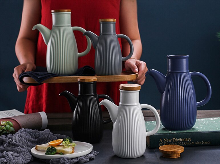 Japońnarty styl ceramiczne ocet bar oleju robić przechowywania butelek przybory kuchenne szczelny przyprawy butelki sosu sojowego PotLF387