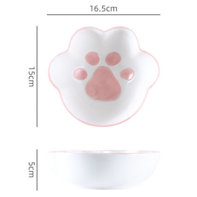 Kawaii Cat Claw Bowls Cartoon Ceramic Bowl Breakfast Dishes Home Cute Cat Dog Paw Western Food Salad Plate: 6.5inch bowl Pink